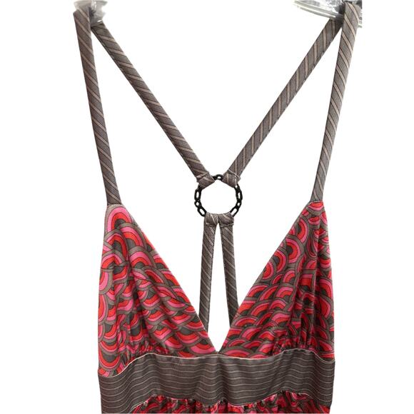 Trina Turk Dress Size 4 Pink Red Geometric Silk Printed - Picture 2 of 8